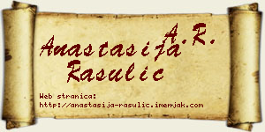 Anastasija Rasulić vizit kartica